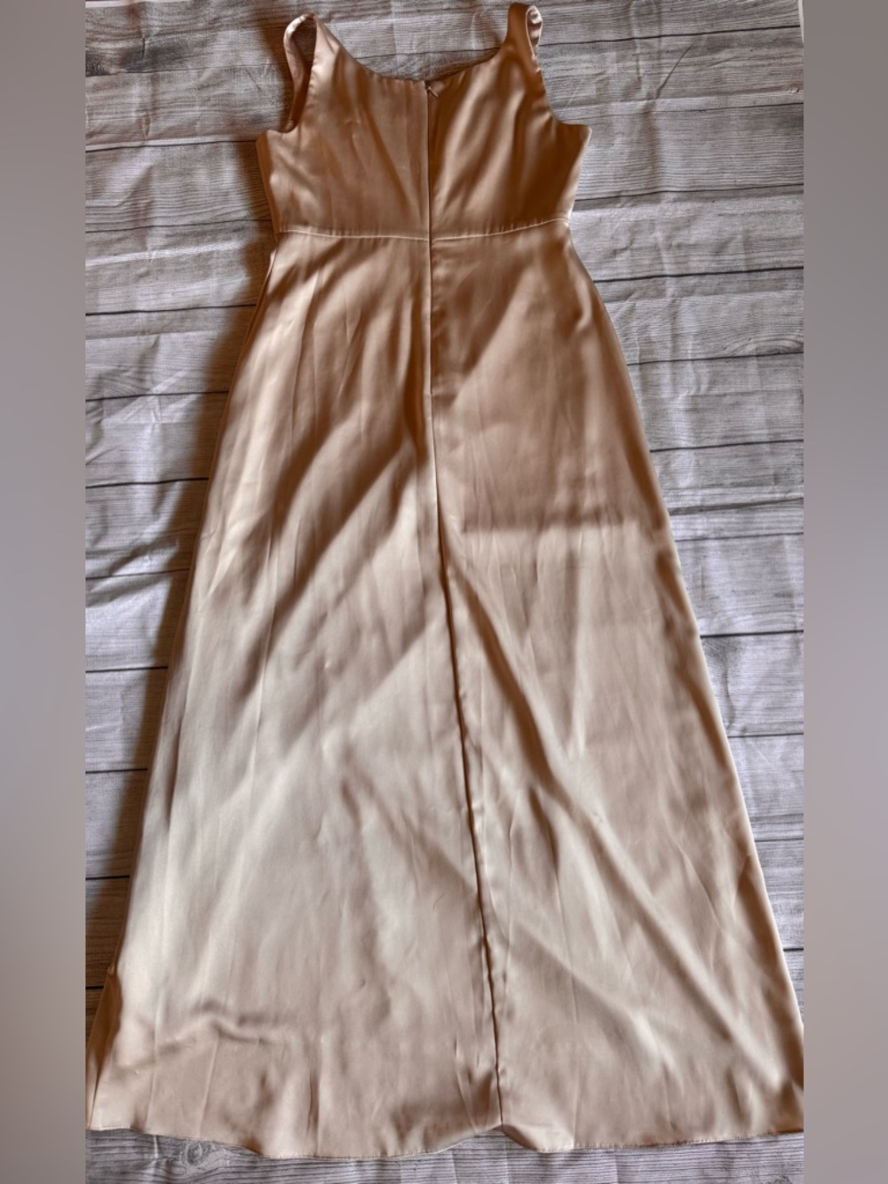 BCBG Max Azria Champagne Satin Midi Dress Pleated Bust Formal Wedding Size 8 - Picture 9 of 10